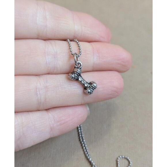 18K Gold Plated Dog Bone Necklace Rhinestone Charm Pet Lover Y2K - Picture 6 of 10